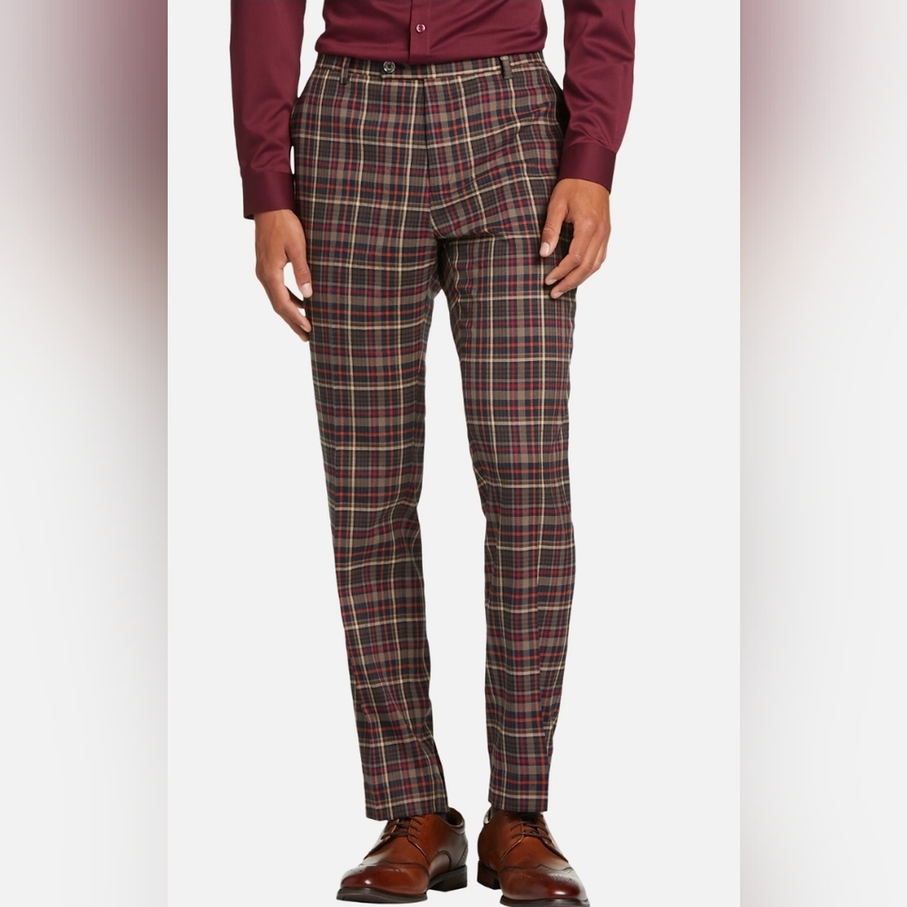 Paisley & Gray Slim Fit | 36/32 | Brown & Blue Plaid Pants
